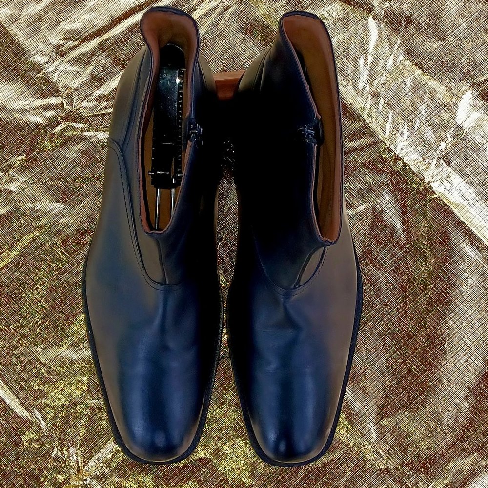 Johnson & Murphy Men's Black Sheepin Leather Boots 12M Excellent Like New